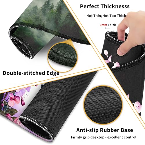 Forest Desk Pad Large Gaming Mouse Pad Set 35.4 x 15.7 with Keyboard Wrist Rest, Wrist Support, and Coaster Memory Foam Smooth Desk Pad Mousepad for Home Office School - view 7
