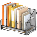 5 Vertical Mesh Desk Organizer with Paper Letter Tray, Black