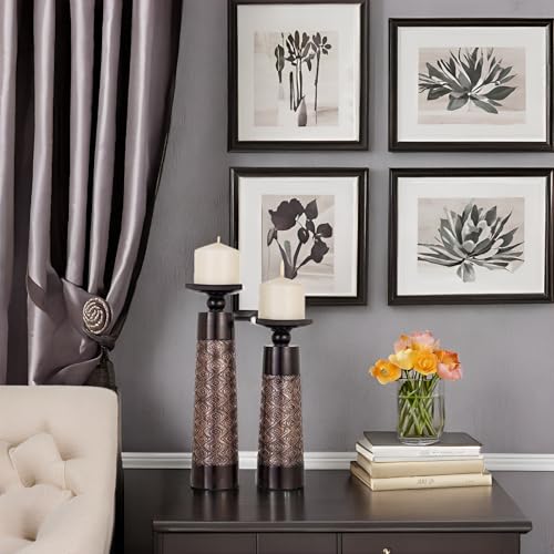 Dublin Brown Pillar Candle Holder Set of 2 - Home Decor Aesthetic, Coffee Table Decor Mantel Centerpieces Table Decorations, Living Room Decor or Dining Tabletop Decor -Gift Packaged - view 4