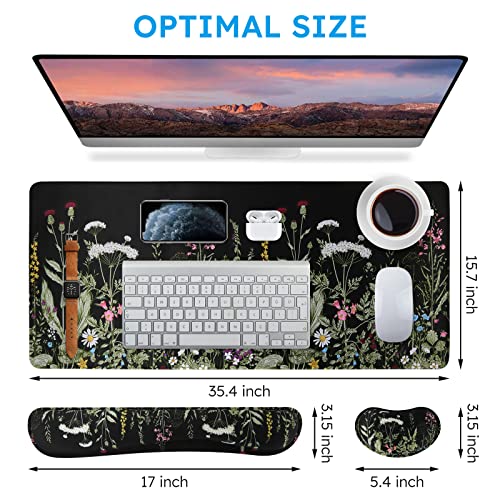 Floral Writing Pad 35.4"x15.7", Desk Protector for Workspace - view 2