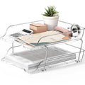 2-Tier Stackable Paper Tray for Desk Organizer, Clear
