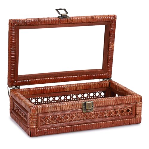 Rattan Display Box with Clear Lid Rectangular Wicker Storage Basket - view 8