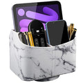 PU Leather Remote Control Holder 360 Degree Rotating Desk Organizer/Caddy Storage Box for Remote Controllers,TV Guide, Mail, Electronics,Pen,Stationery and Media Storage white