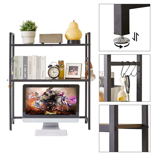 Office Desktop Shelf Organizer Computer Storage Rack Adjustable Desk Bookshelf Display Shelf for Office Home Dormitory,Brown UTMZ004H - view 5