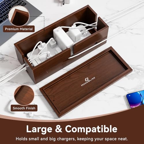Large Cable Management Box-Stylish Wire Organizer, Wire Concealer and Wire Management Box-Wire Management Box with Protective Sleeve (Black) - view 2