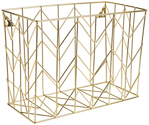 Hanging File Desk Organizer, Wire Metal, Gold Finish, 8.5" x 11'