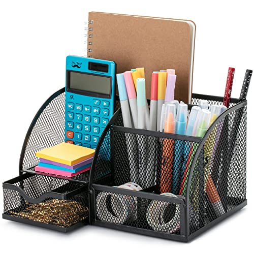 Mesh Desk Organizer, Black, Pen Holders Organizers