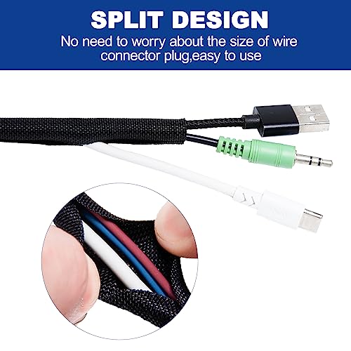 Split-Sleeve Wire Loom for High-Temperature Automotive Harness and Home Cable Management, 25ft - 1/8 inch Braided Cable Management Sleeve Cord Protector, Self-Wrapping Split Wire Loom - view 5