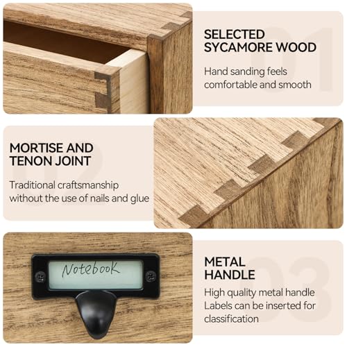 Solid Wood Desk Organizer with 2 Drawers, Desktop Storage, Brown - view 4