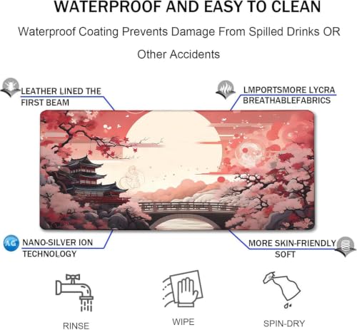 Japanese Large Gaming Mouse Pad with Stitched Edges, 35.4"x15.7" Large Extended Computer Pad, Mouse Pad Protector with Non-Slip Waterproof Rubber Base for Laptop Office Accessories, Sunset - view 4