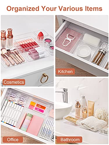 13 PCS Drawer Organizer 5-Size Desk Makeup Drawer Organizer Clear - view 6