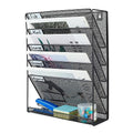 Mass Hanging Wall File Holder Mail Sorter Magazine Rack Office Supplies Metal Mesh Desk Organizer, 6 Tier, Black