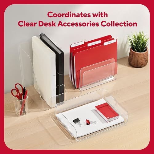 Side-Load Stackable Plastic Letter Tray, Clear, 6-Pack - view 4