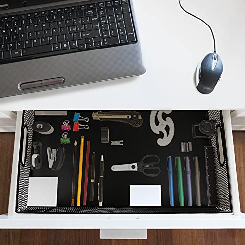 Desk Drawer Organizer, A4 Large Metal Mesh Desk Organizer Tray, Versatile Storage Box Set for Office Home Supplies,13 x 9 inches - view 2