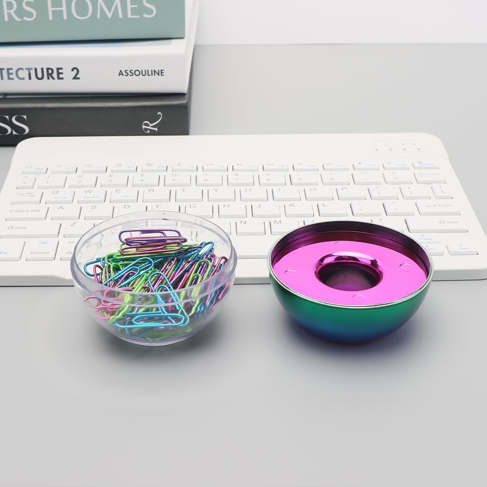 Rainbow paper clips holder medium holographic paper clip dispensers 100pcs 28mm colorful paperclips for desk organizer accessories (rainbow) - view 3