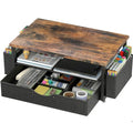 Computer Monitor Stand with Drawer and 2 Pen Holders, Wood