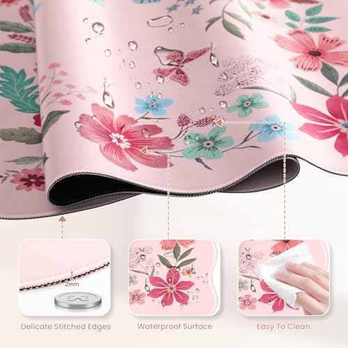 Floral Desktop Mat with Scalloped Edge, XL Computer Pad(Hot Pink) - view 5