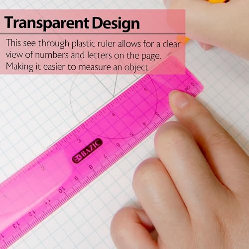 6 in Clear Plastic Ruler, Inch & Metric, 3 Pack - view 2