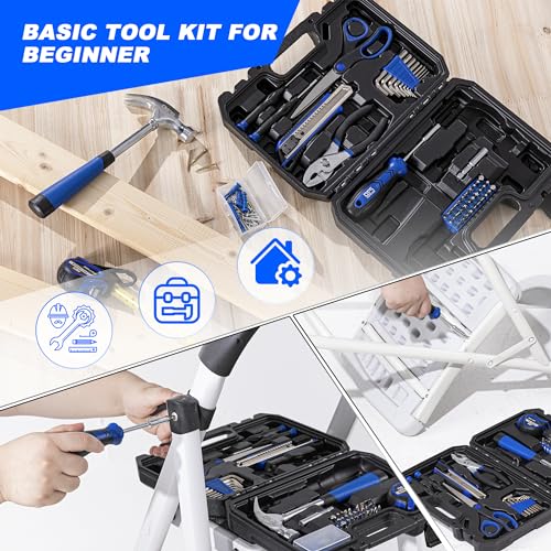93-Piece Tool Kit, Small Starter Tool Set, Blue - view 4
