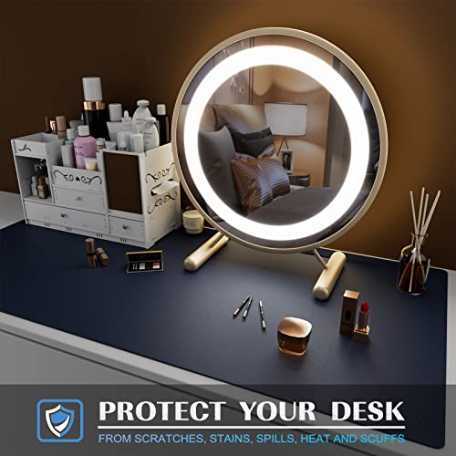 Extra Large Desk Mat, Leather Mouse Pad (35.4"x17", Dark Blue) - view 6