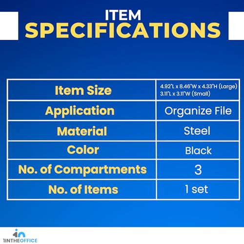 Mesh Collection Desk Drawer Organizer Tray 3 Compartment - Stackable, Matte Black - view 6