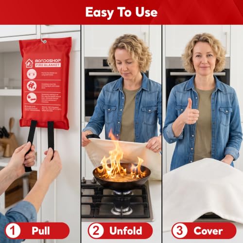 Fire Blankets Emergency for Kitchen Home - Emergency Fire Retardant Blanket for Home Fireproof Blanket for Camping, Grill, Car, Office, Warehouse, School, Picnic, Fireplace - view 3