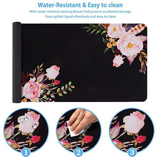 Extended Gaming Mouse Pad,35.4 x 15.7in Desk Pad,Flower - view 3