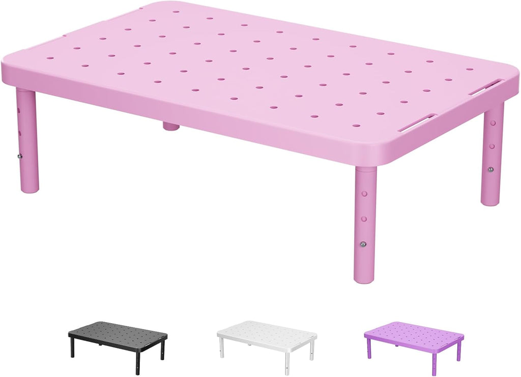 Computer Monitor Stand for Desk, Adjustable Laptop Riser, up to 44 lbs | Desk Monitor Riser Underneath Storage, Fits Notebook, Laptops, Printers, for Home, Office, School (PTT001-P),1 Pack, Pink