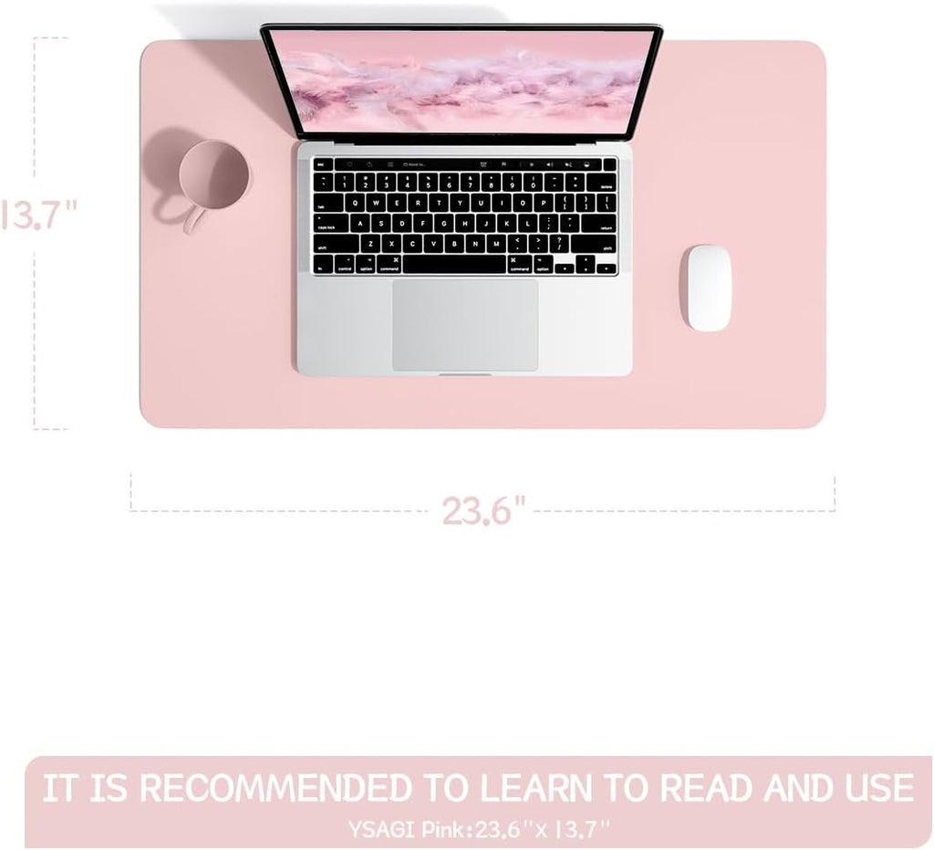 Non-Slip Leather Desk Pad, Waterproof Laptop Computer Desk Keyboard Mat, Table Protector Blotter Mat, Large Mouse Pad for Office/Work/Home/Decor(Pink, 23.6" x 13.7") - view 5