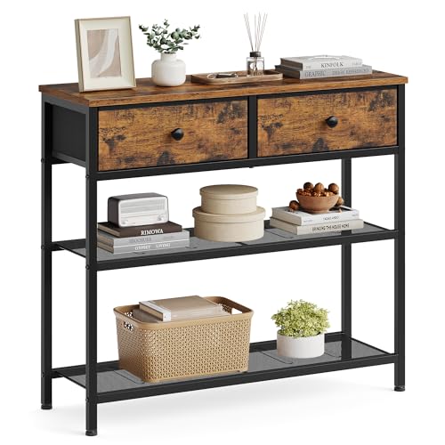 Console Table with 2 Fabric Drawers, Narrow Entryway Furniture