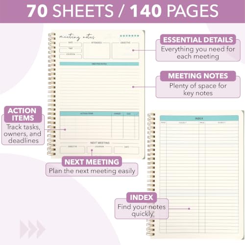 Meeting Notebook for Work, 140 Pages, Green - view 3