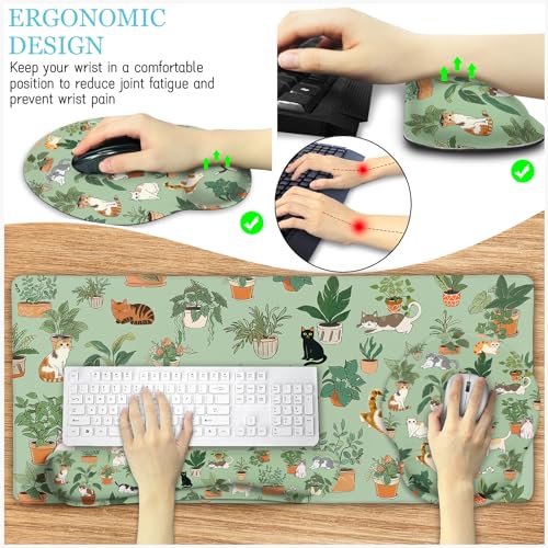 Cat Ergonomic Mouse Pad XXL Desk Mat Set, Green Desk Accessories - view 5