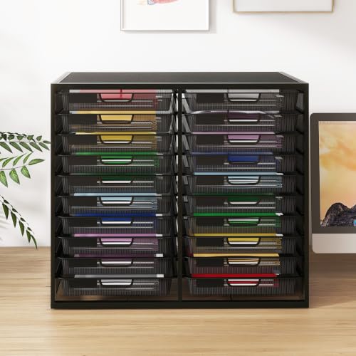 Mesh Desk Organizer with 20 Compartments Sliding Drawers,Black - view 4