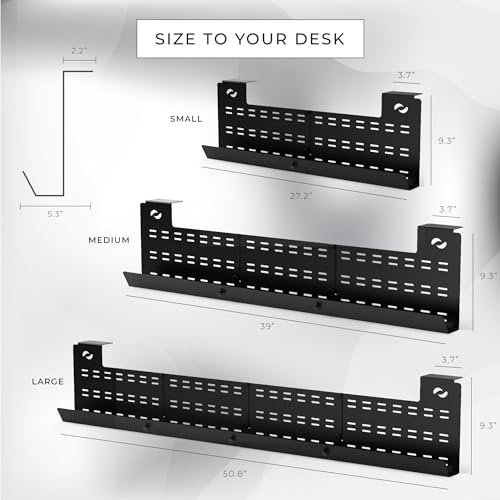 Under Desk Cable Management Tray & Cord Raceway, Black - view 4