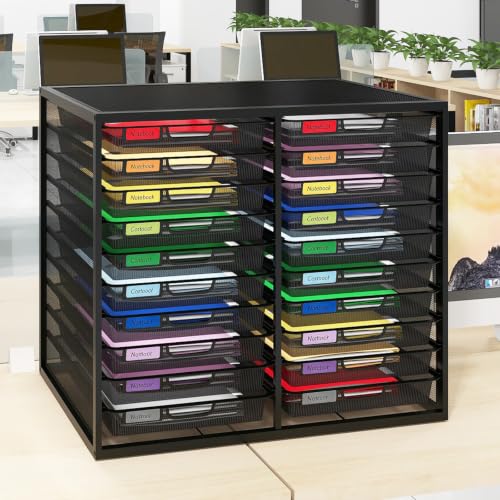 Mesh Desk Organizer with 20 Compartments Sliding Drawers,Black