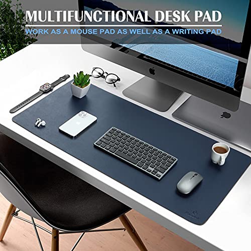 Extra Large Desk Mat, Leather Mouse Pad (35.4"x17", Dark Blue) - view 2
