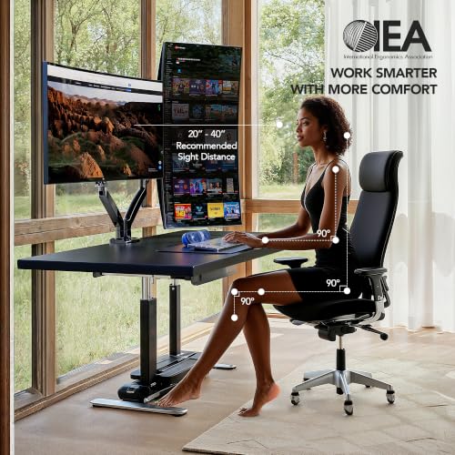 Dual Monitor Stand for 13″–40″, Premium Dual Monitor Mount with USB, Height Adjustable Monitor Stand for 2 Monitors, VESA Mount with Clamp/Grommet Base, Holds 26.4lbs per Arm, HNDS7 - view 4
