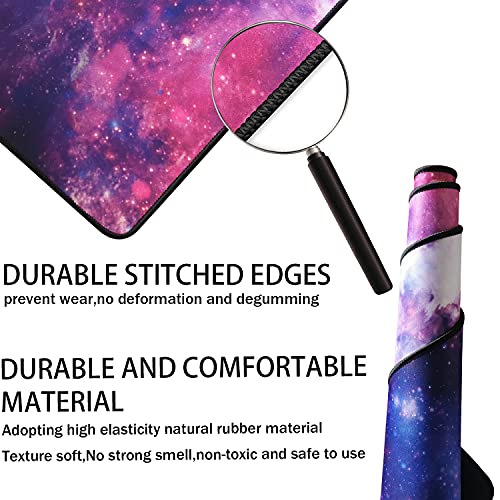 Large Extended Gaming Mouse Pad, Long Mouse Pads, Extra Large Big Mouse Pad with Stitched Edge, XXL Non-Slip Computer Computer Keyboard Mat for Gamer/Desktop/Office/Home, Galaxy - view 2