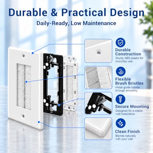 2-Pack Brush Wall Plate with Low Voltage Mounting Bracket, White - view 5