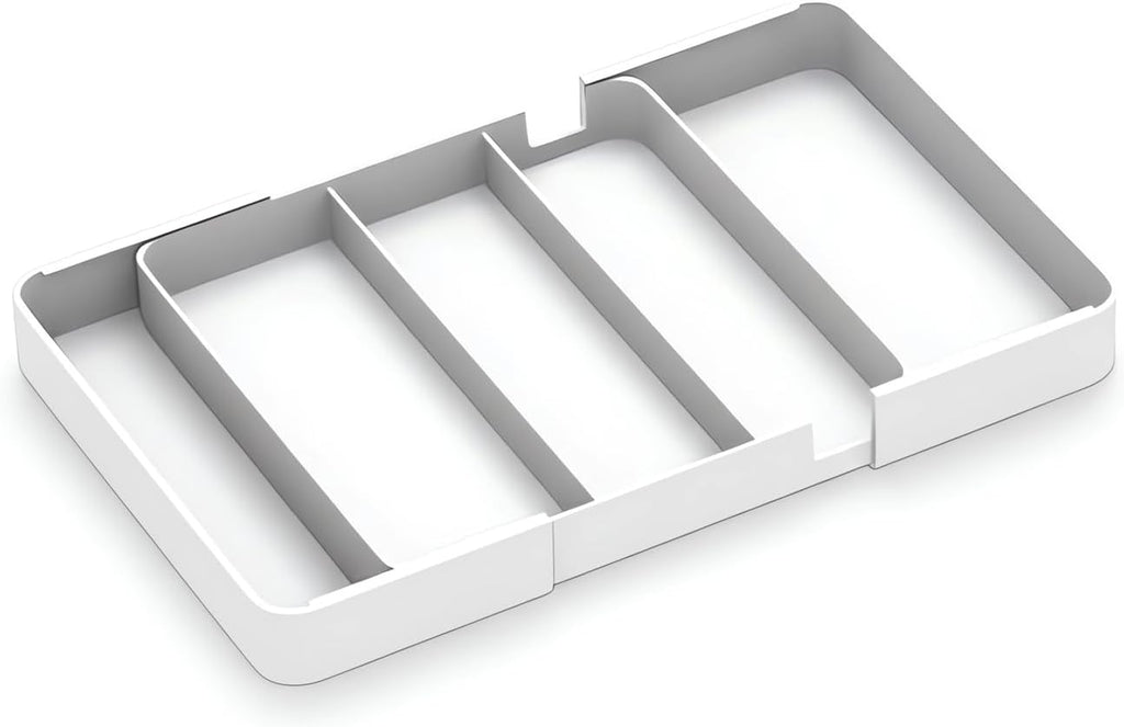 Shallow Desk Drawer Organizer, 1.73" Modular Expandable Tray | White Divider Bins For Office Stationery, Makeup & Kitchen Utensils, Fits 4.4cm Low-Profile IKEA Alex, BPA-Free PET.