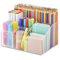 Acrylic Desk Organizer, 7 Compartments Clear Pen Pencil Holder