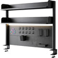 Clamp On Desk Pegboard Shelf - Metal Desktop Organizer Hutch with 2 Shelves