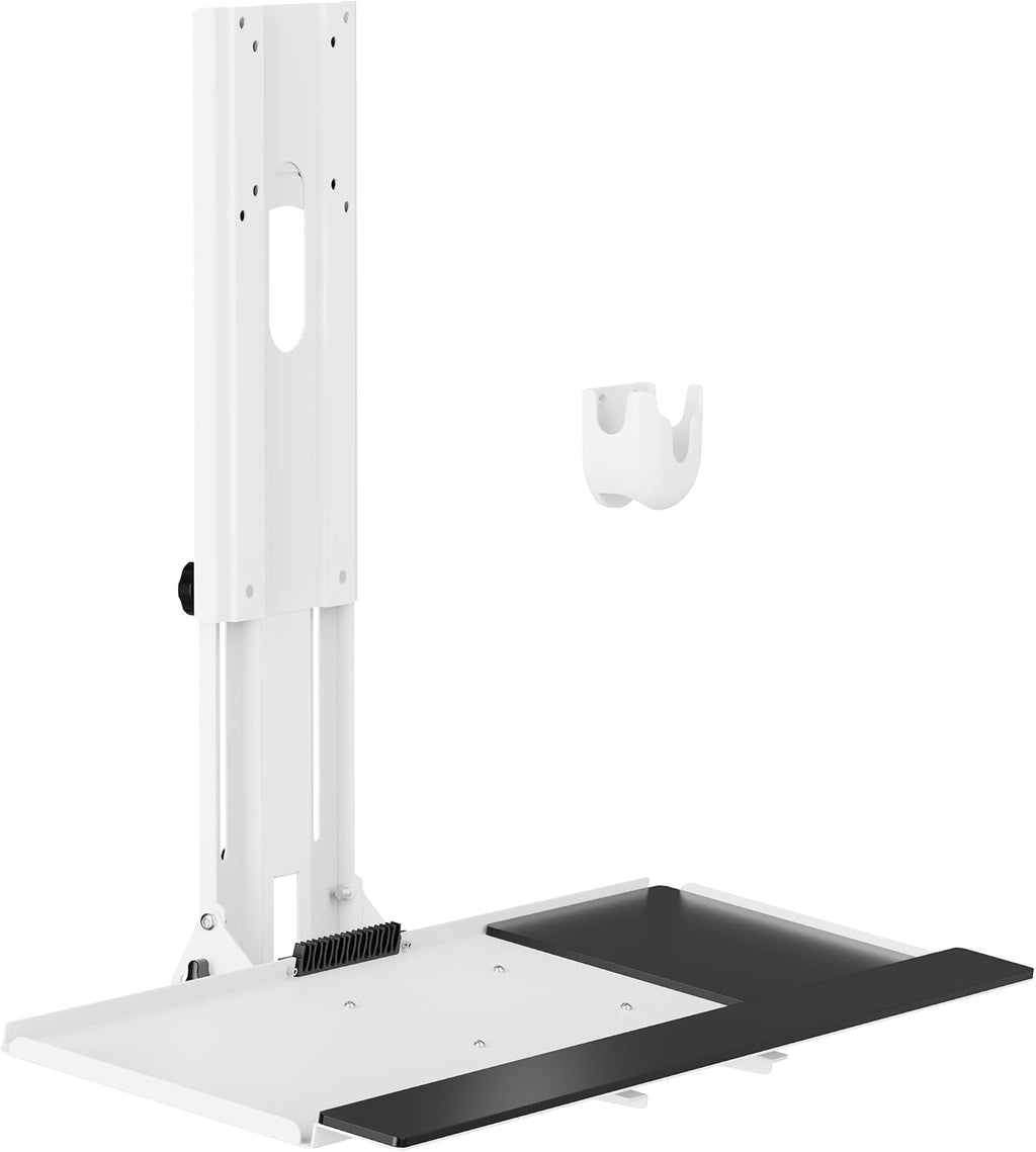 MED01 Medical Monitor and Keyboard Wall Mount For 17" to 32" Display with Height Adjustable Standing Keyboard Tray | Wide Platform with Mouse Pad | Wall Mount Scanner Holder - view 2
