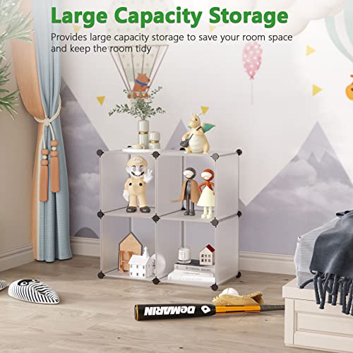 Plastic Cube Storage Organizer, 4-Cube Shelves Units, White - view 2