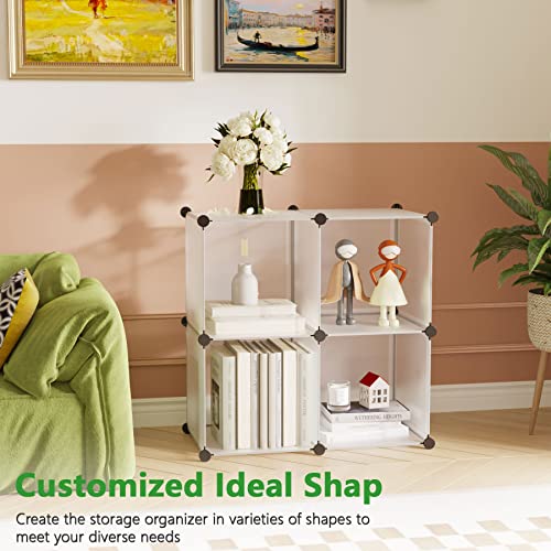 Plastic Cube Storage Organizer, 4-Cube Shelves Units, White - view 5