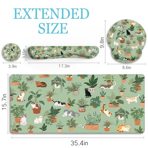 Cat Ergonomic Mouse Pad XXL Desk Mat Set, Green Desk Accessories - view 6