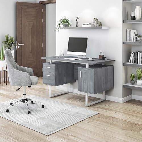 Office Desk with Storage Drawers and Cabinet 51.25” W - Modern Office Desk with Large Floating Desktop Surface - view 2