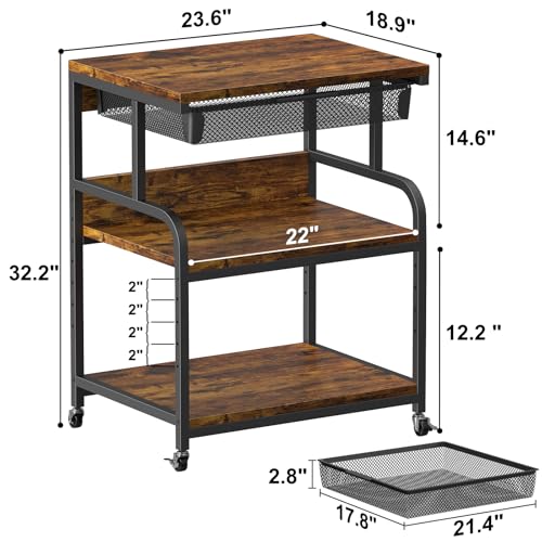 23.6"×18.9" Extra Large Printer Stand with Drawer & Wheels - view 6