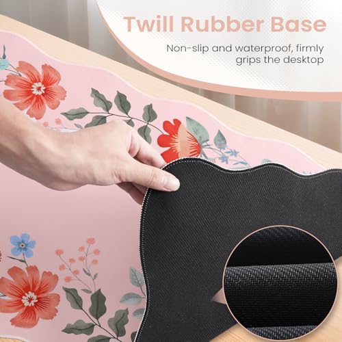 Floral Desktop Mat with Scalloped Edge, XL Computer Pad(Hot Pink) - view 4