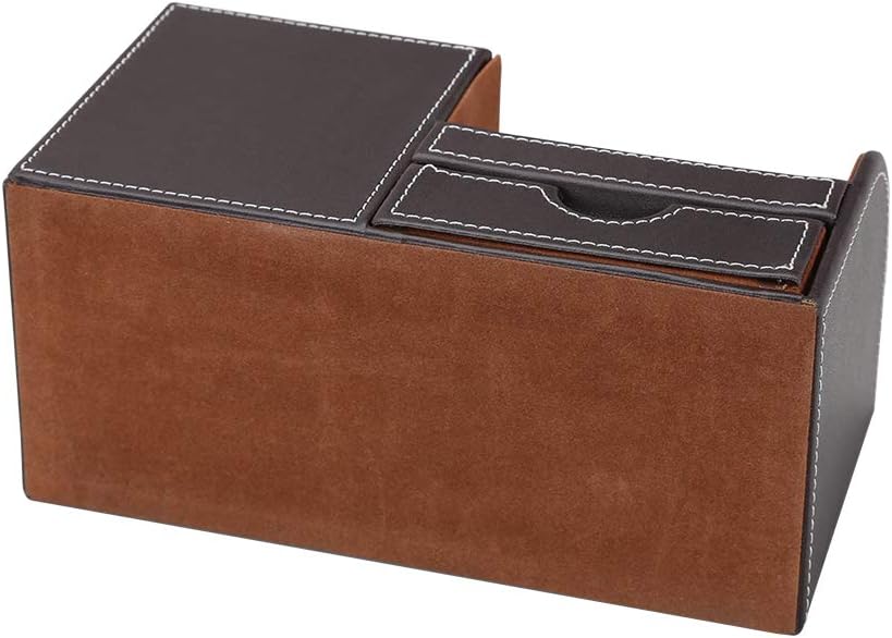 Desk Organizer Office Supplies Caddy Pu Leather Multi-function Storage Box Pen/Pencil,Cell phone, Business Name Cards Remote Control Holder with Small Drawer Brown - view 8
